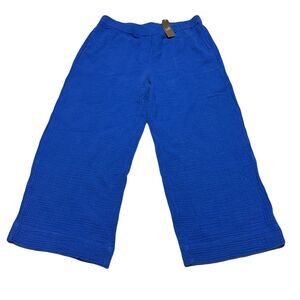 J Jill  Blue Gauze Wide Leg Crop Pants Size M Medium Gauzy Pull On Pockets NWT